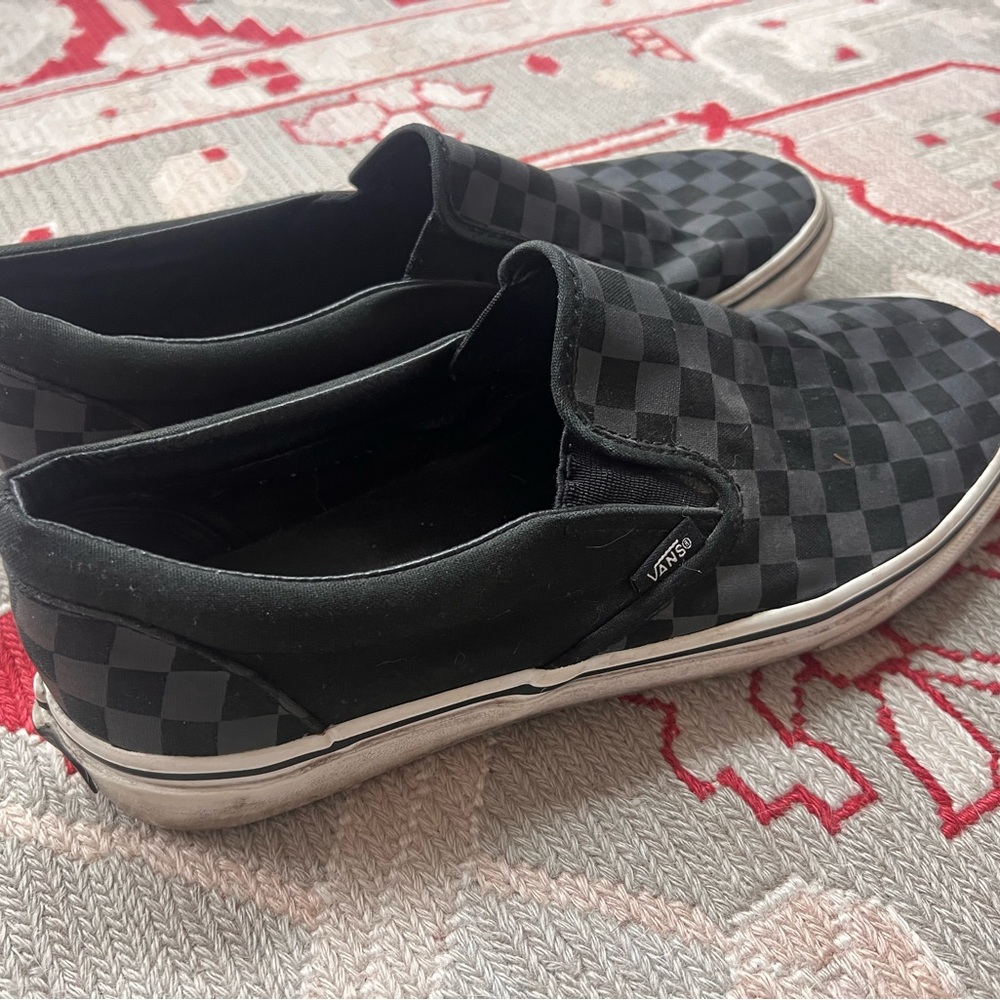 Vans Men's Black and Gray Checkered Slip-On Sneakers - Picture 4 of 5